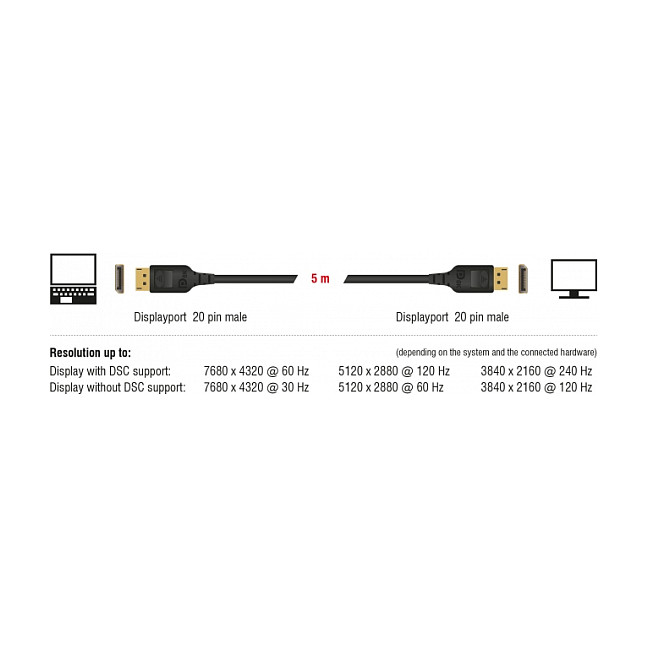 DisplayPort Kabel DELOCK 1.4 (8K 60Hz, 5m, DP 8K certificiran)-3