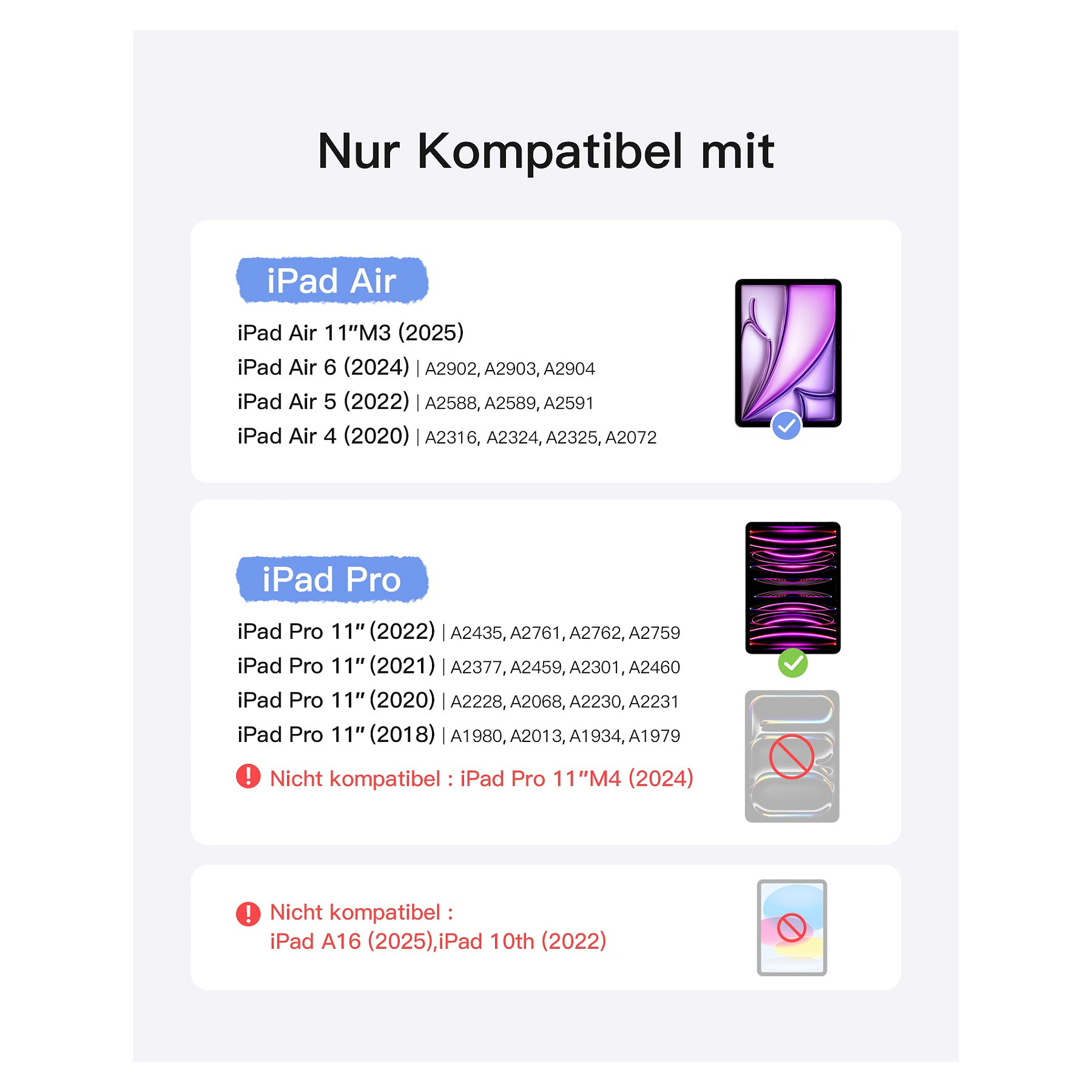 Tipkovnica INATECK iPad 11" iPad Air 4/5Gen. QWERTZ ljubičasta boja – internacionalna non HR tipkovnica-1