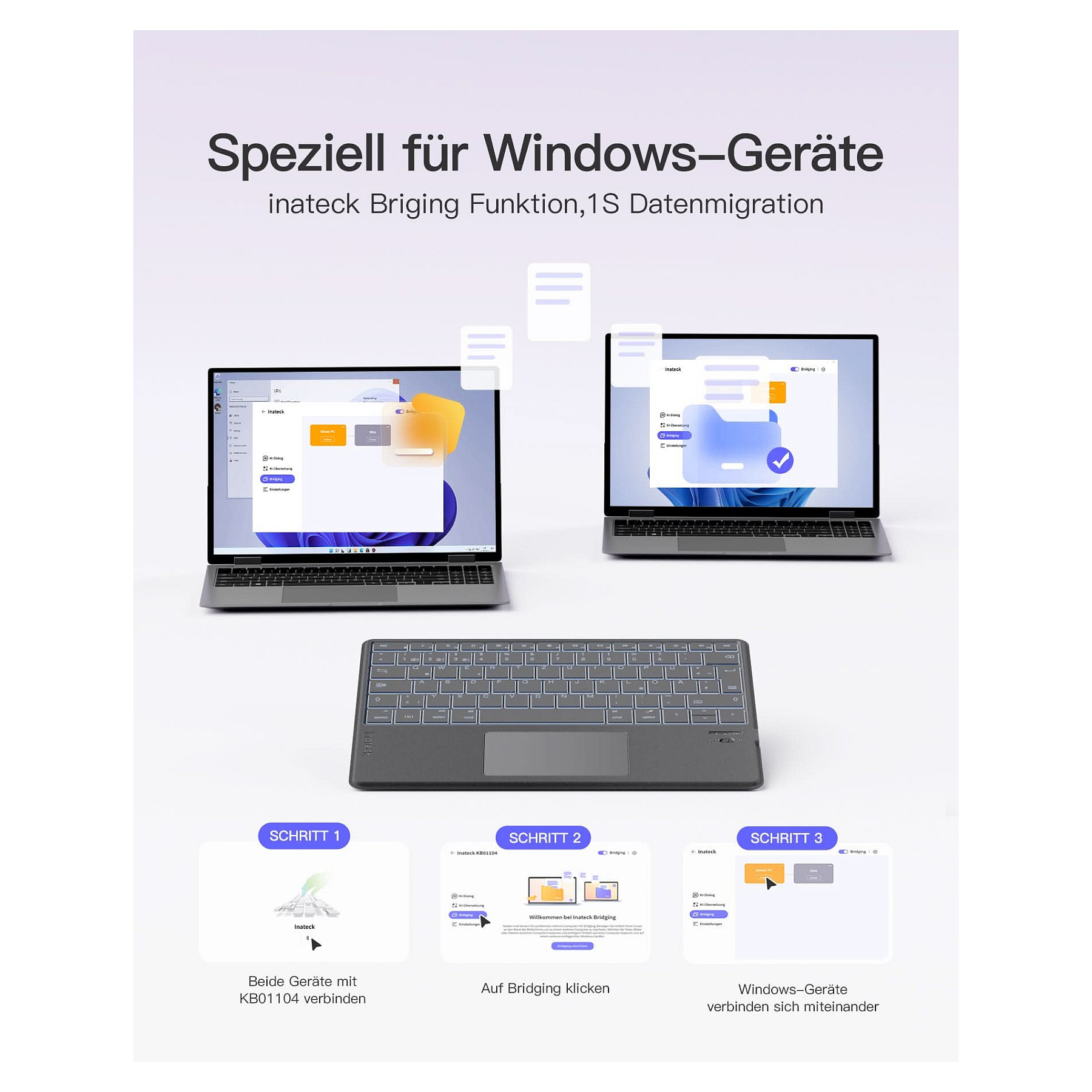 Tipkovnica INATECK Keyboard Surface gray, Sureface GO 1-4 Com. QWERTZ – internacionalna non HR tipkovnica-2