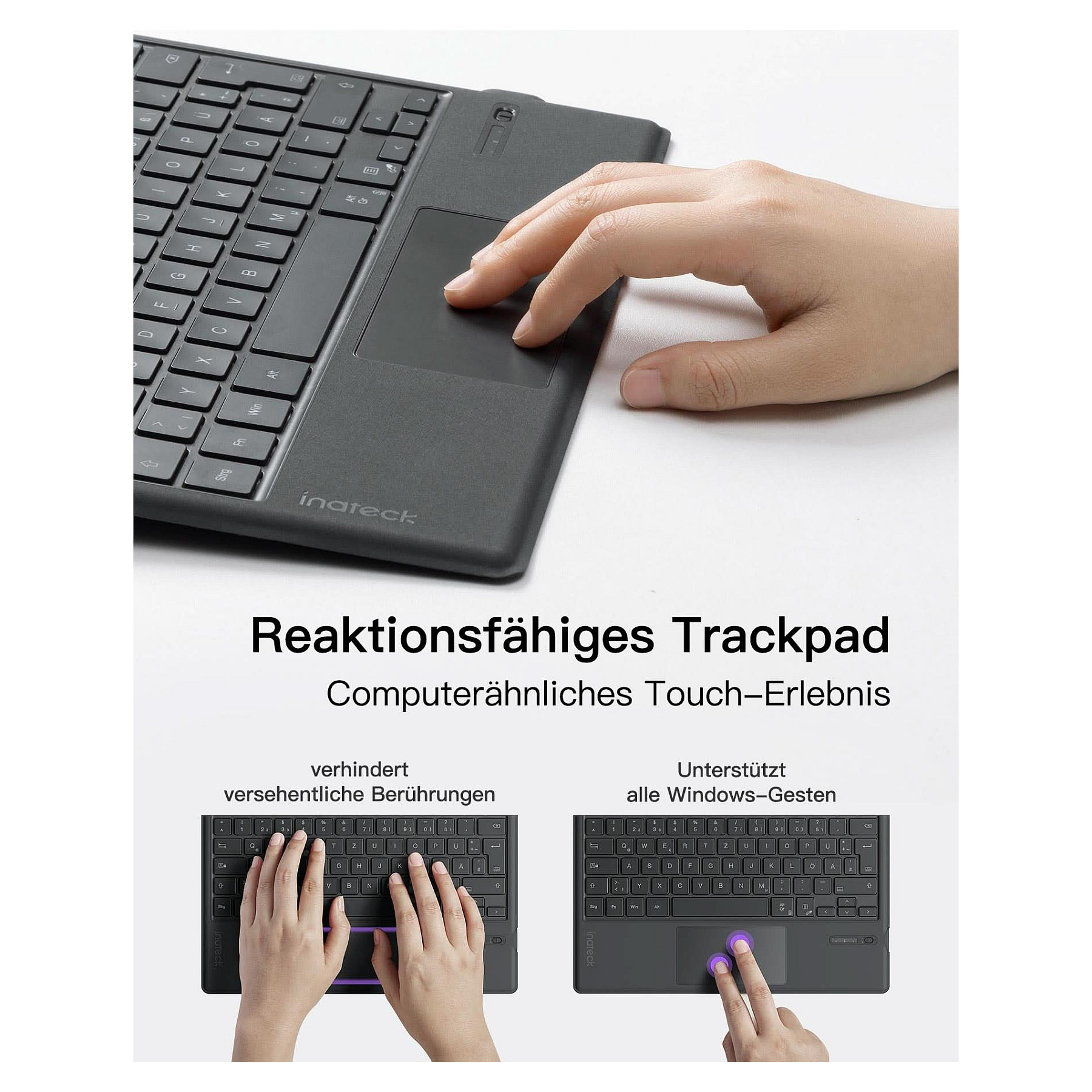 Tipkovnica INATECK Keyboard Surface gray, Sureface GO 1-4 Com. QWERTZ – internacionalna non HR tipkovnica-3