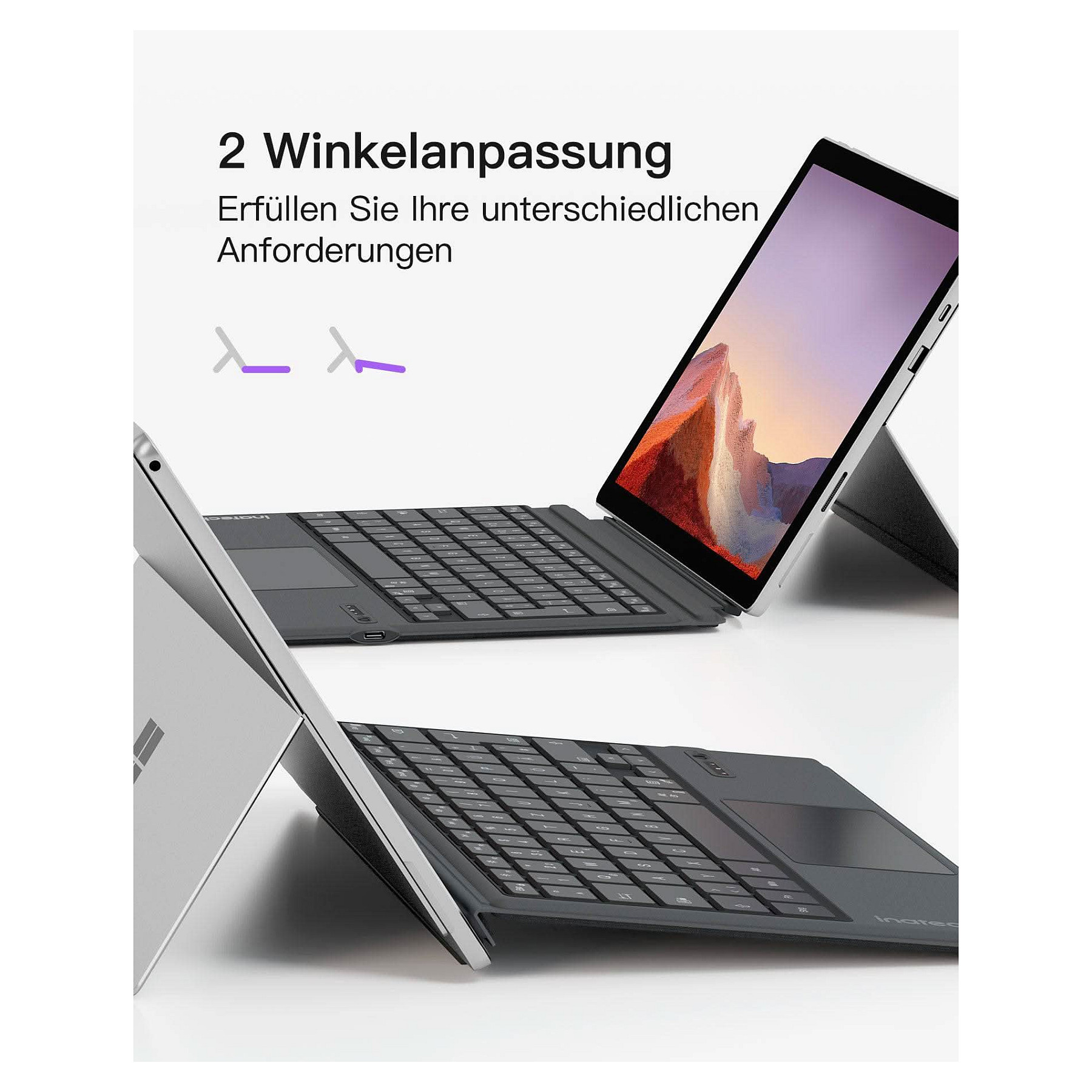 Tipkovnica INATECK Keyboard Surface gray, Sureface GO 1-4 Com. QWERTZ – internacionalna non HR tipkovnica-5