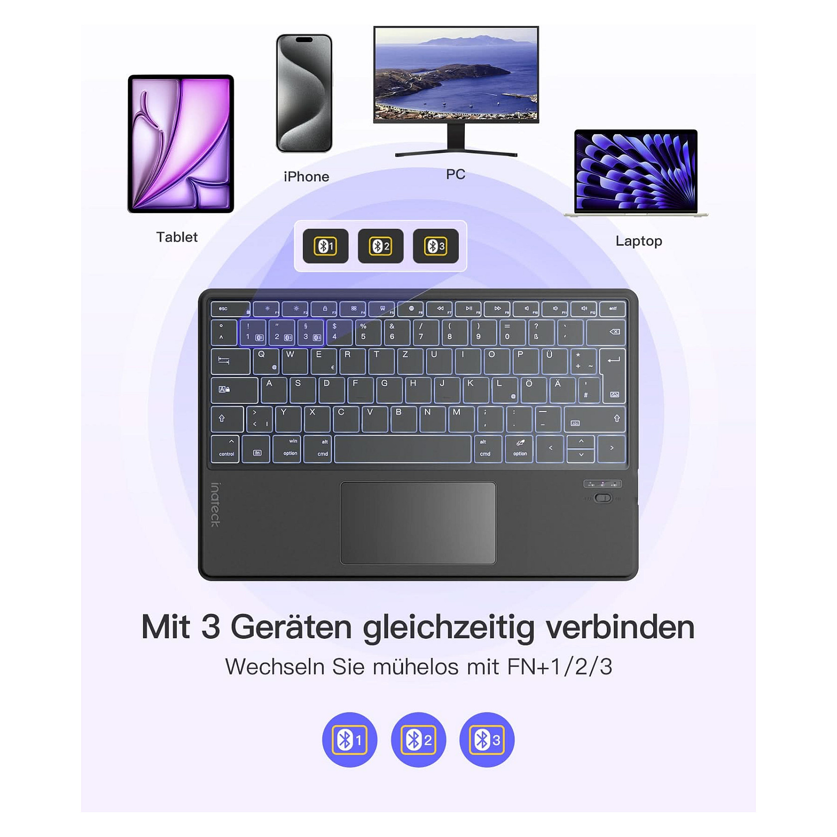 Tipkovnica INATECK Keyboard Surface gray, Sureface GO 1-4 Com. QWERTZ – internacionalna non HR tipkovnica-10