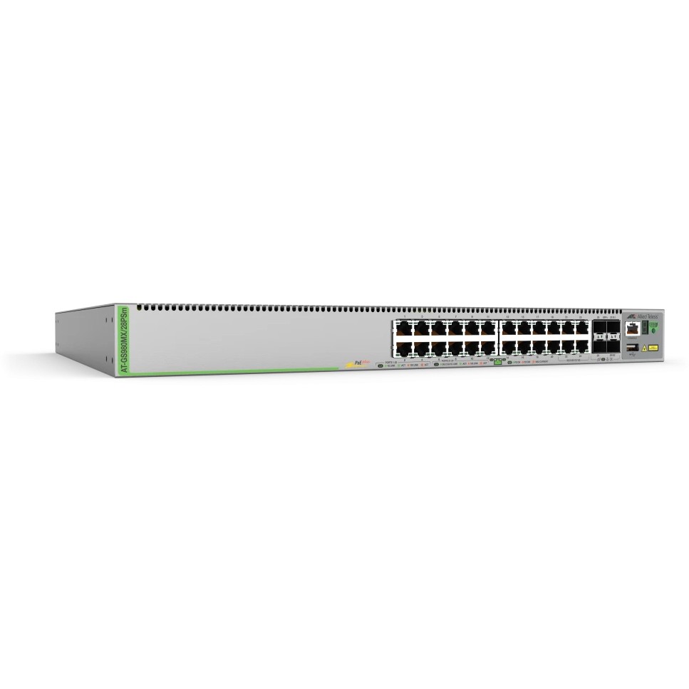 Switch ALLIED TELESIS L3 Stackable 20x 10/100/1000-T PoE+ 4x 100M/1G/2.5G/5G-T PoE+ 4x SFP+ Ports-0