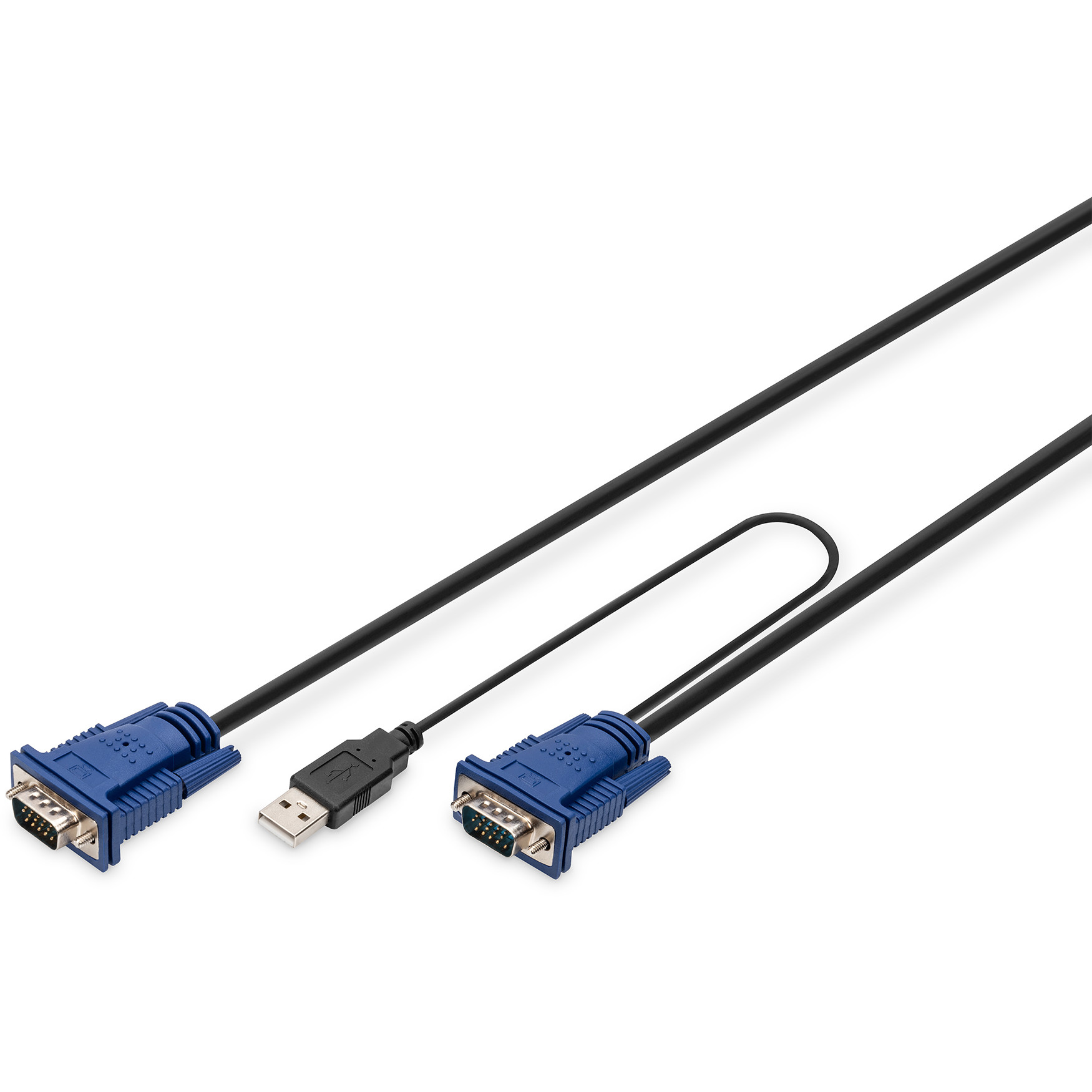 Kabel KVM DIGITUS KVM Kabel-Satz VGA PS/2-Mouse PS/2-Keyboard USB HD DB15/M 5 M crna boja-0