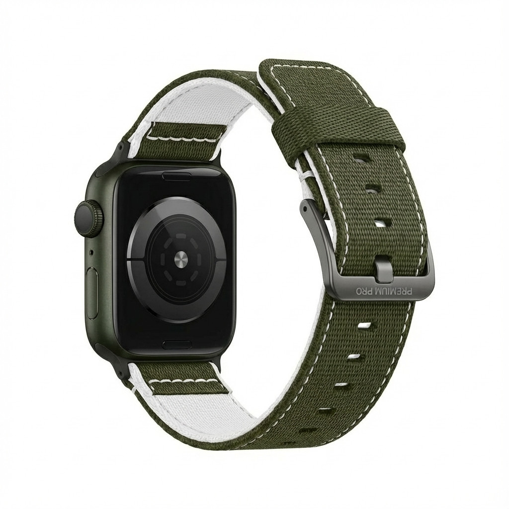 Remen za sat GUAN Premium Pro Armband za Apple Watch, Khaki/Bijela, 44mm, 45mm, 42mm (Series 1/2/3), 49mm, 46mm, GA-MAG-BNDA-P+KLCL