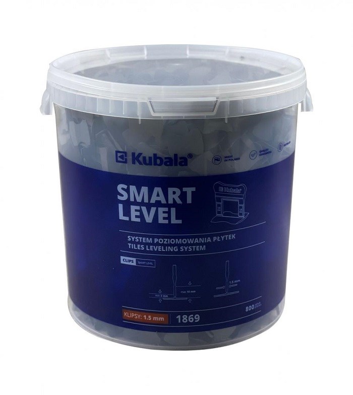 Sustav za niveliranje pločica KUBALA Smart Level, klipsevi 1.5mm, 800 komada + kanta 20L-0