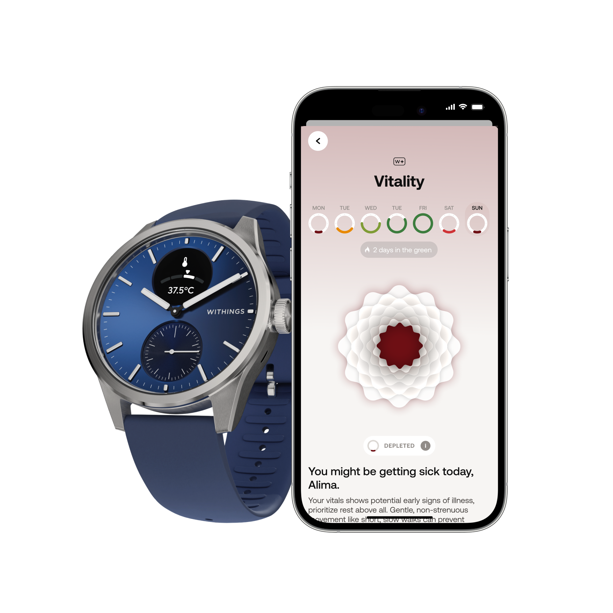 Pametni sat WITHINGS Scanwatch 2 (42mm, EKG, SpO2, safirno staklo, plavi)-1