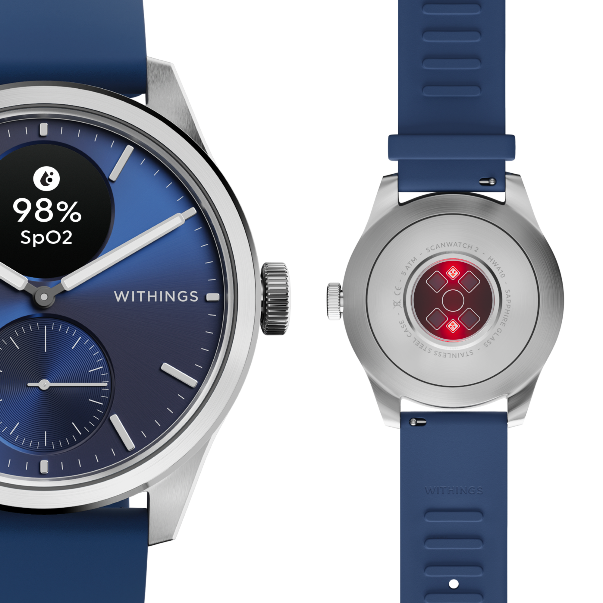 Pametni sat WITHINGS Scanwatch 2 (42mm, EKG, SpO2, safirno staklo, plavi)-11
