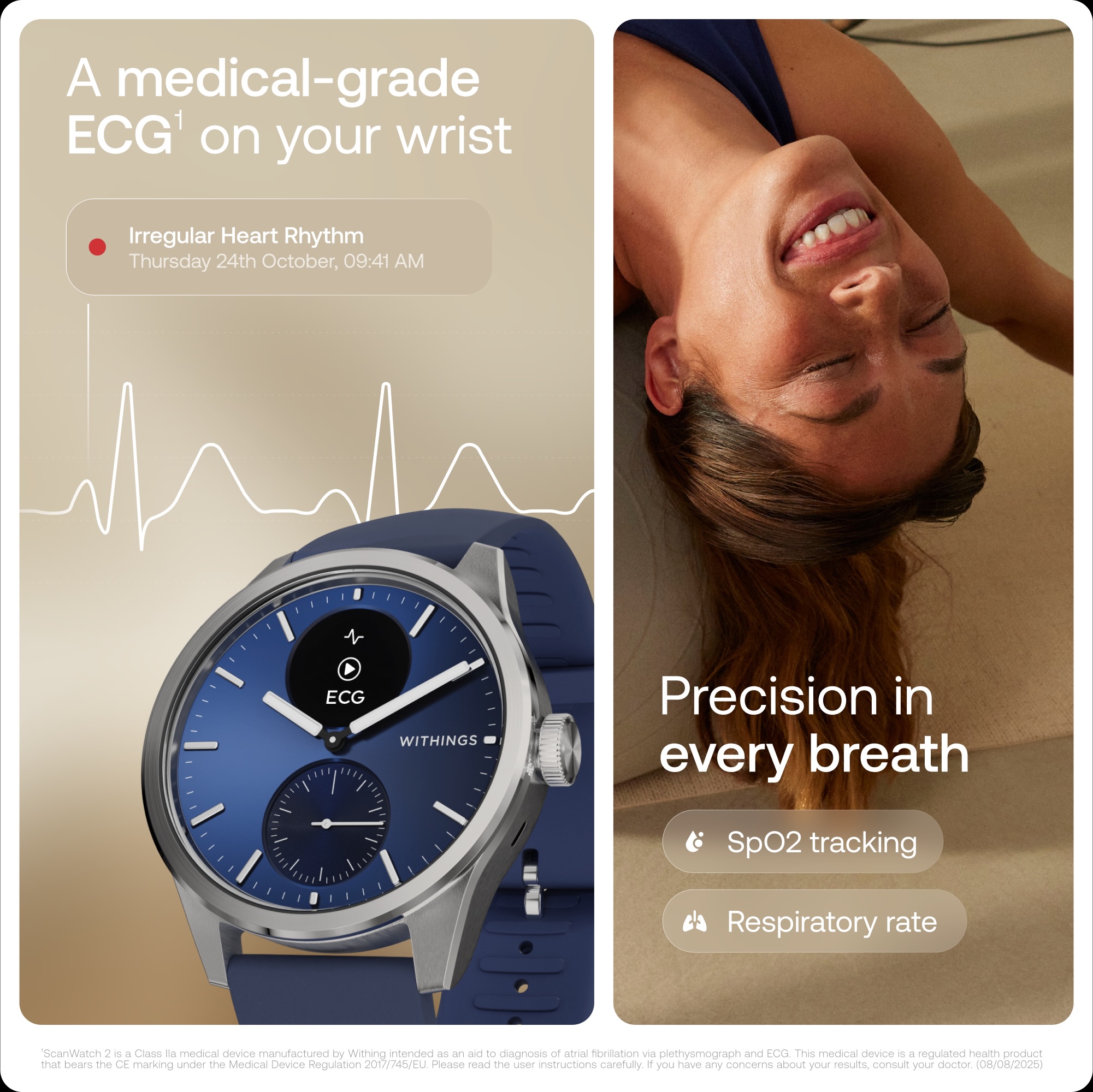 Pametni sat WITHINGS Scanwatch 2 (42mm, EKG, SpO2, safirno staklo, plavi)-7
