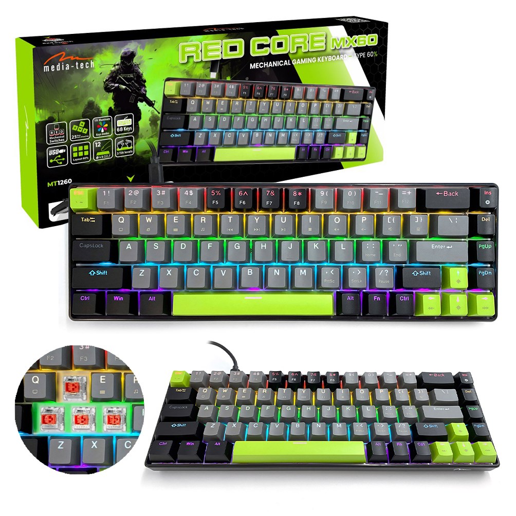 Mehanička tipkovnica MEDIA TECH RED CORE MX60 MT1260 – internacionalna non HR tipkovnica