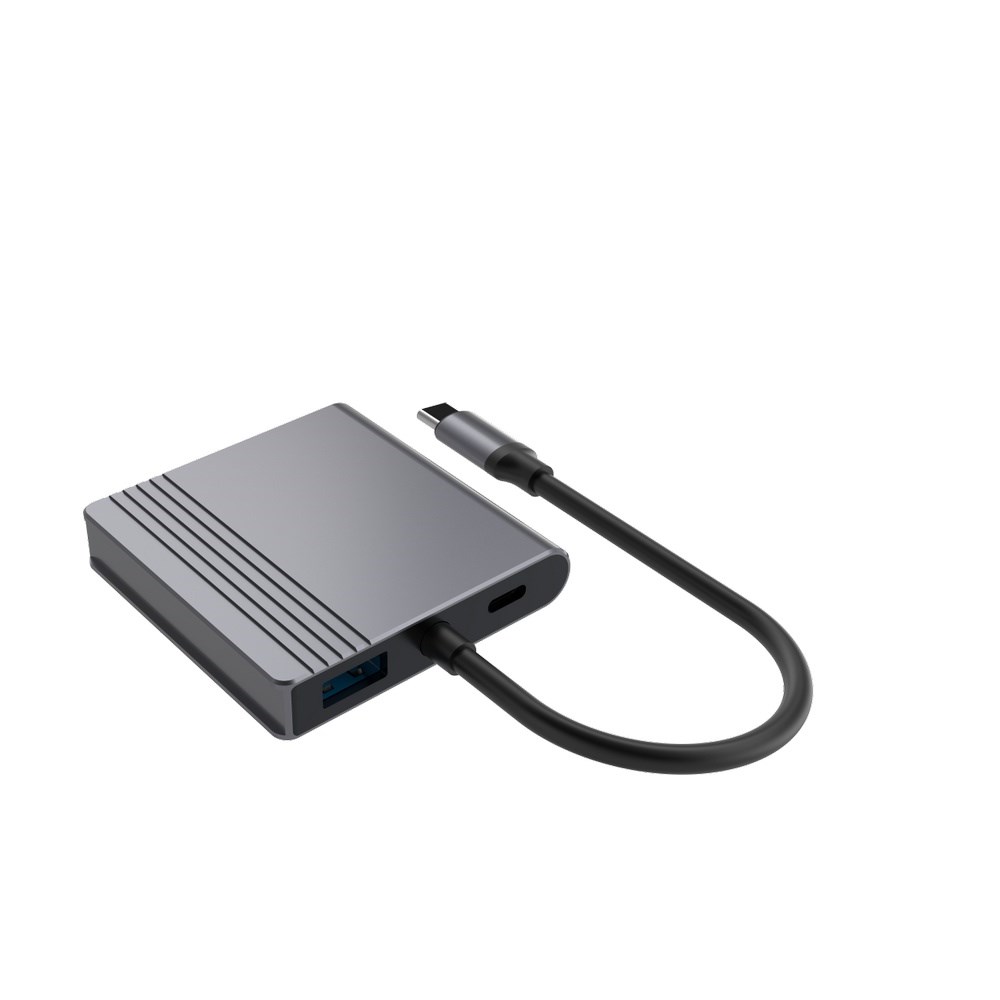 USB-C 3-u-1 multiport adapter GEMBIRD A-CM-HDMIF-02-SG (HDMI 4K, USB 3.0, USB-C PD 60W)-1