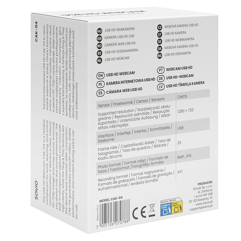 Kamera SAVIO CAK-04 (720 mp, 1280 x 720 pixels, USB)-3