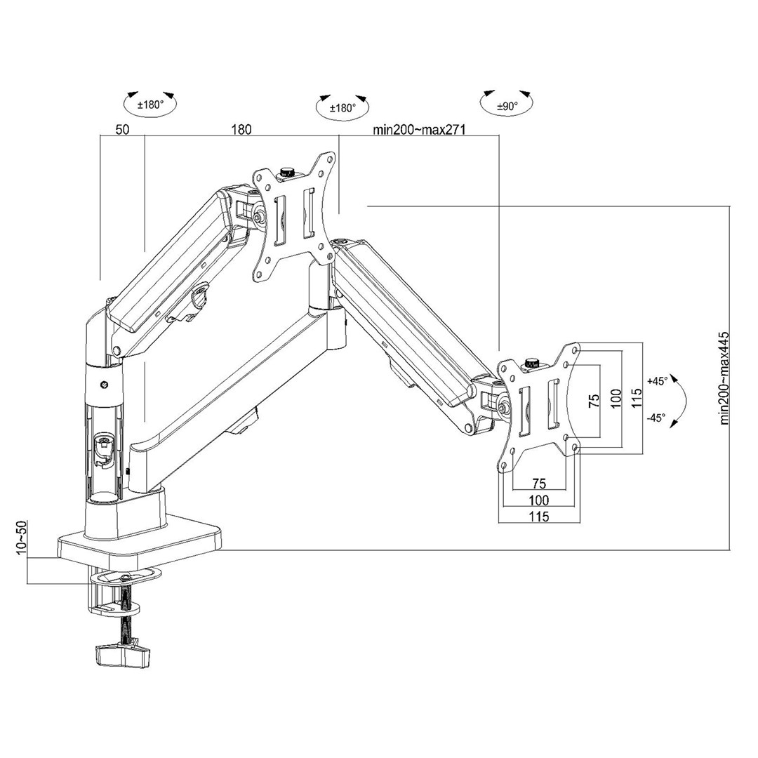 MONITOR MOUNT MACLEAN MC-134 (gas spring, 17"-32", 2-10kg, black)-7