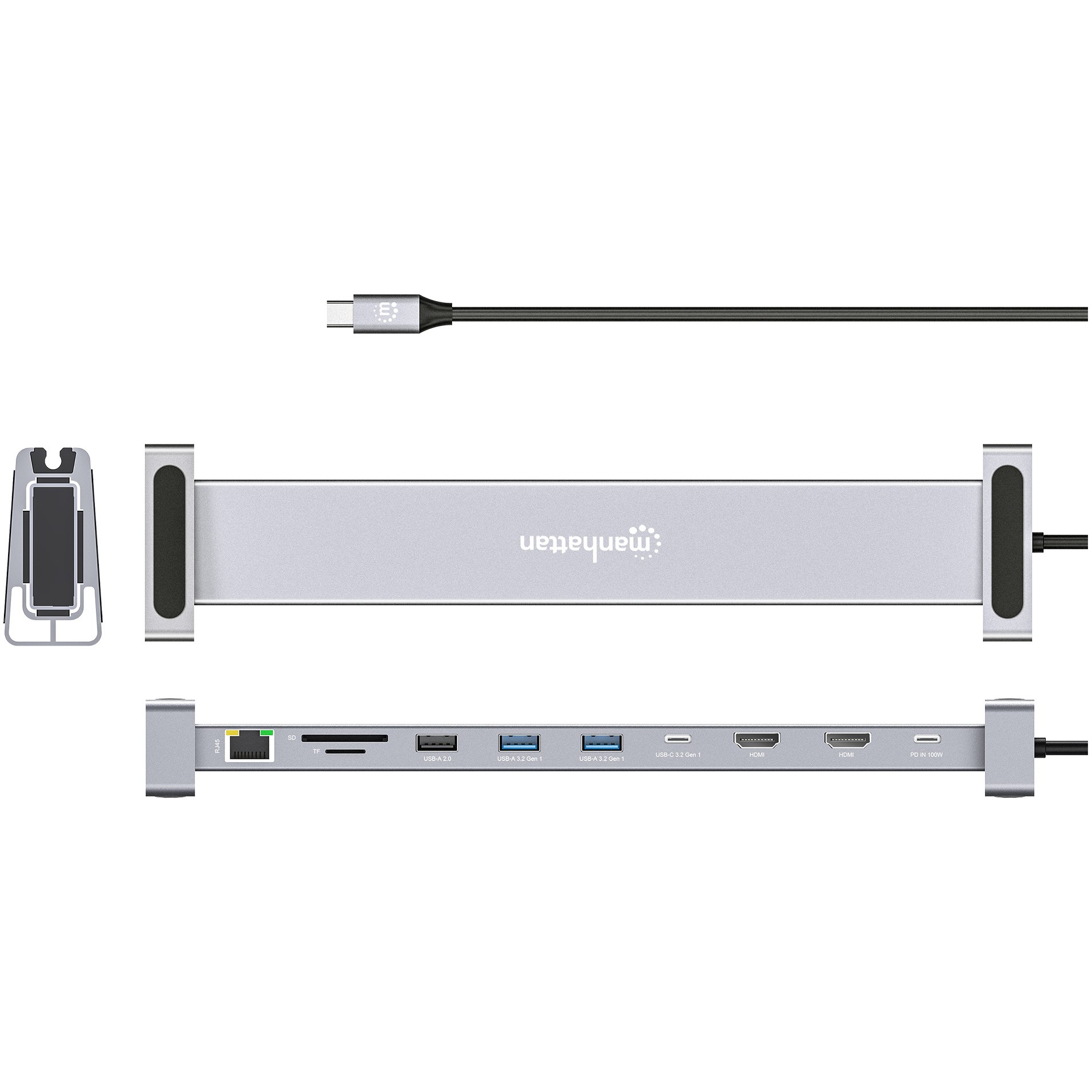 Docking stanica MANHATTAN 10-in-1 4K USB-C PD 2xHDMI-2