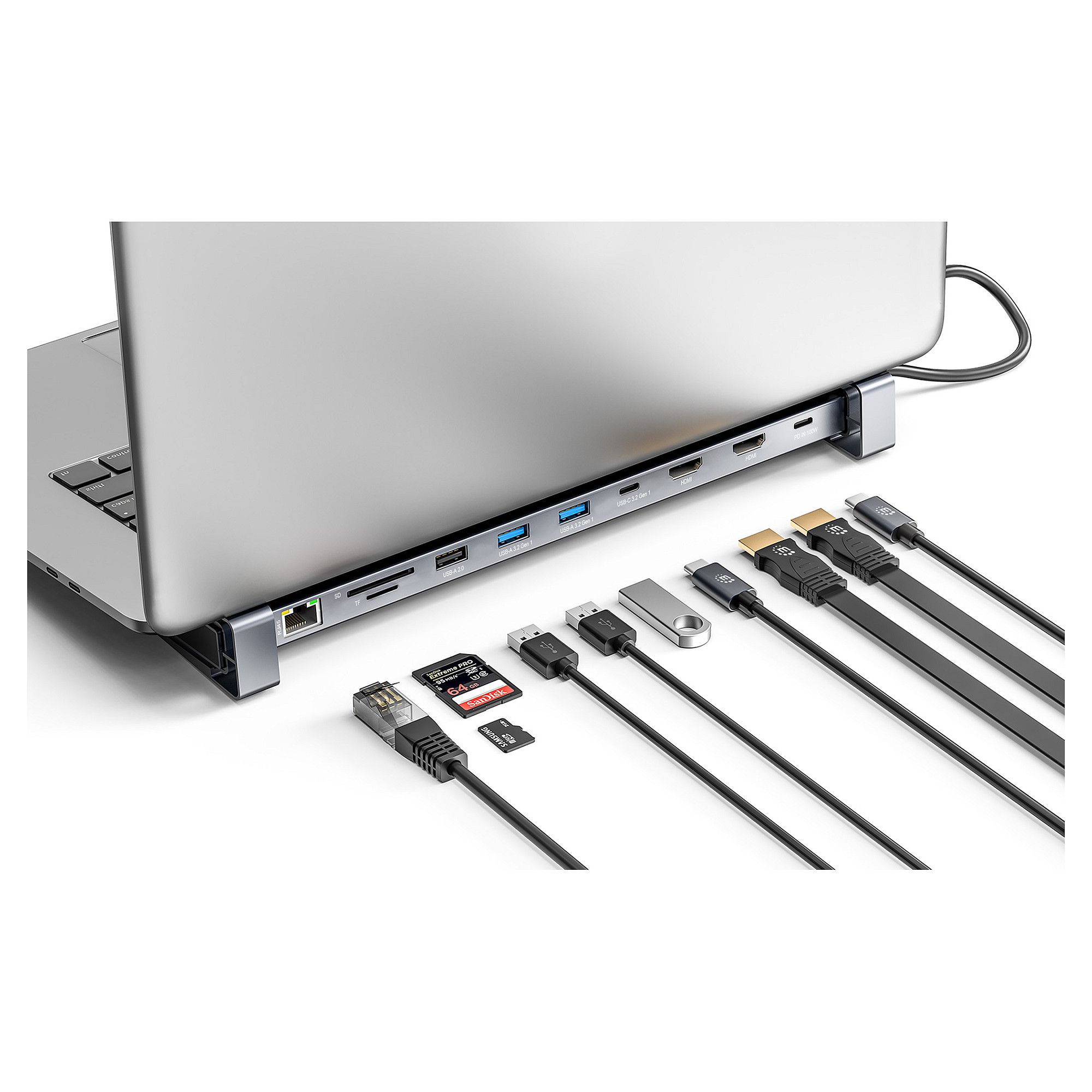 Docking stanica MANHATTAN 10-in-1 4K USB-C PD 2xHDMI-6