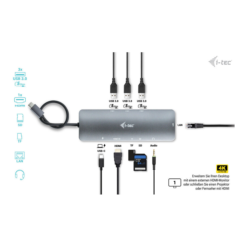Docking stanica I-TEC NANO LAN DOCK + P/S 100W-8
