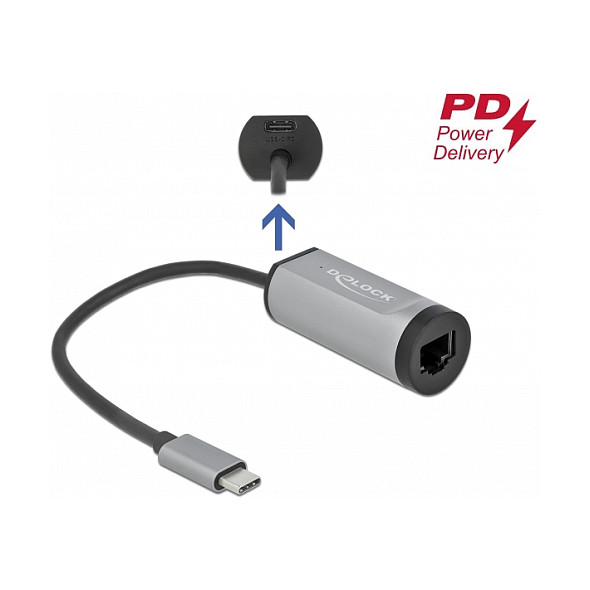 Adapter DELOCK 64116 (USB-C na Gigabit LAN RJ45, Power Delivery, 1000 Mbps)-1