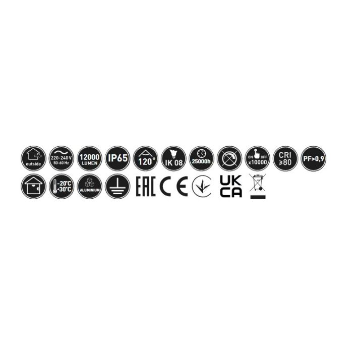 LED Reflektor GTV G-TECH GCX (10W, 800lm, 4000K, IP65, 120°, crni)-2