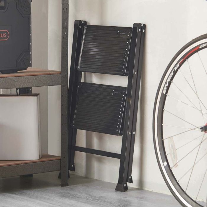 Ladder VONHAUS metal two-step slim (dimenzije 62.7 cm x 41.5 cm x 42.6 cm, materijal čelik, guma, težina 3.96 kg, boja crna, maksimalna nosivost 150 kg)-2