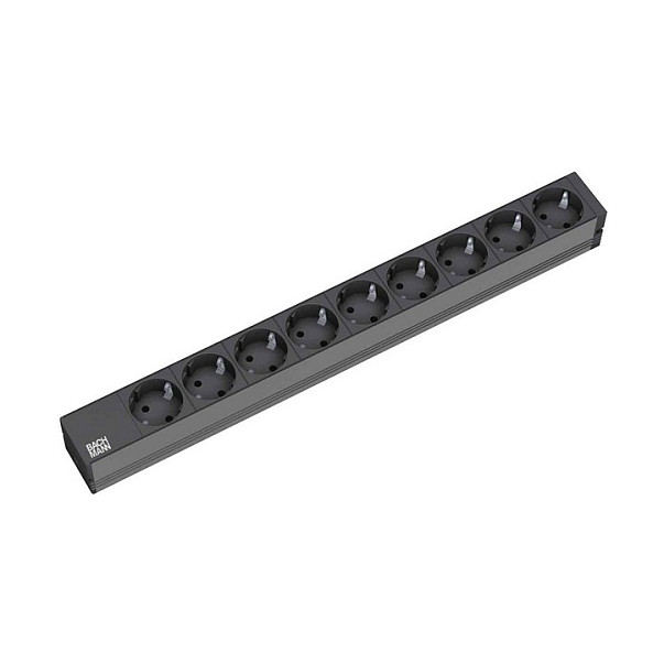 Produžetak BACHMANN 48,26cm 19 Zoll Steckdosenleiste 9fach bez prekidača crna boja-0