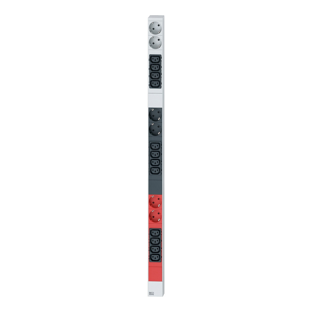 PDU BACHMANN IT ALU 0HE 12x C13 6x Schutzkontakt 3x 16A CEE rot
