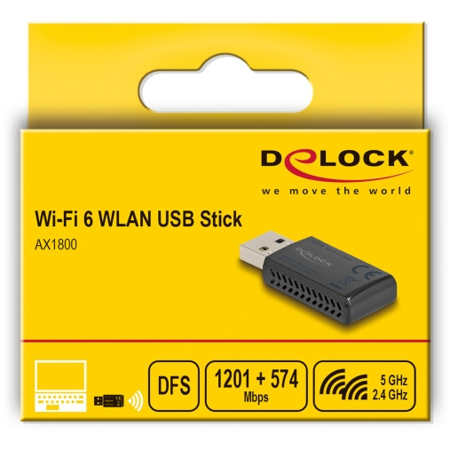 USB Stick DELOCK Wi-Fi 6 Dualband WLAN AX1800 1201 + 574mbps