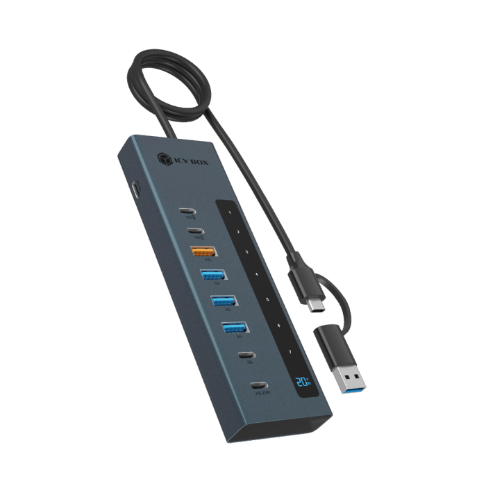 HUB ICY BOX IB-HUB1743-CPD 9-in-1 USB-C/A hub (USB-C 3.2 Gen 2, 10 Gbps, aluminij, plava boja)-0