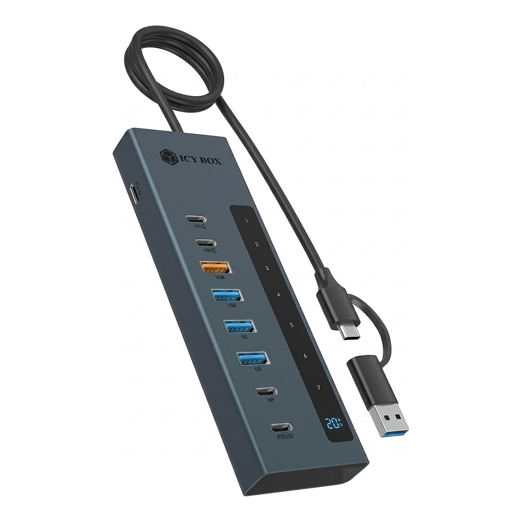 HUB ICY BOX IB-HUB1743-CPD 9-in-1 USB-C/A hub (USB-C 3.2 Gen 2, 10 Gbps, aluminij, plava boja)-4
