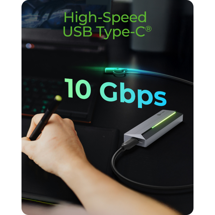 Enclosure ICY BOX IB-1826MCL-CU31 za M.2 NVMe/SATA SSD s USB-C 3.2 Gen 2 sučeljem i RGB svjetlima-3