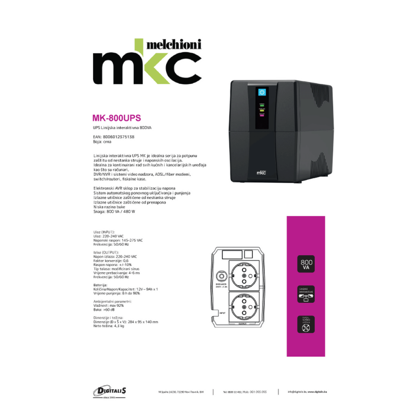 UPS MKC MK-800UPS 800VA 480W-2