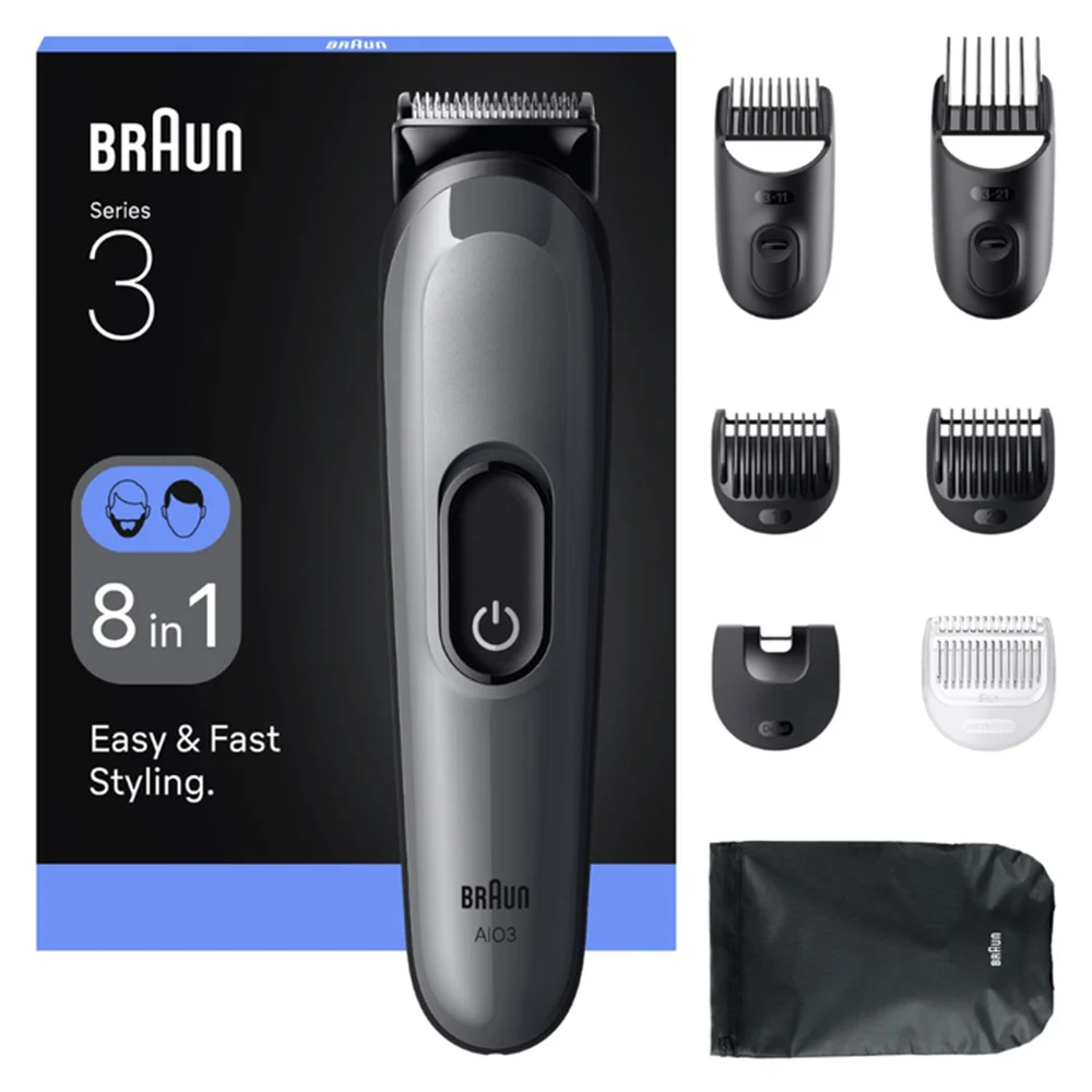Trimer BRAUN Series 3 3540 All-In-One 8u1 (14 postavki duljine, 50 min rada, siva boja)-1