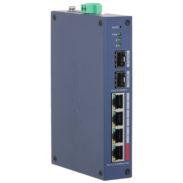 Industrijski PoE Switch DAHUA CHS4206-4ET-90 (4x PoE, 2x SFP, Cloud Managed)
