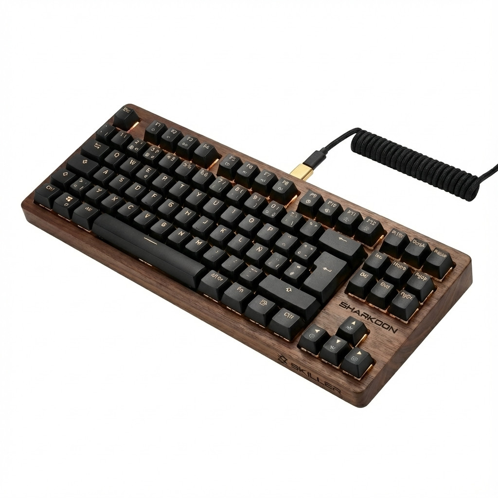 Tipkovnica SHARKOON SKILLER SGK50 S3 (holz, es-layout, gateron g pro 3.0 yellow) – internacionalna non HR tipkovnica