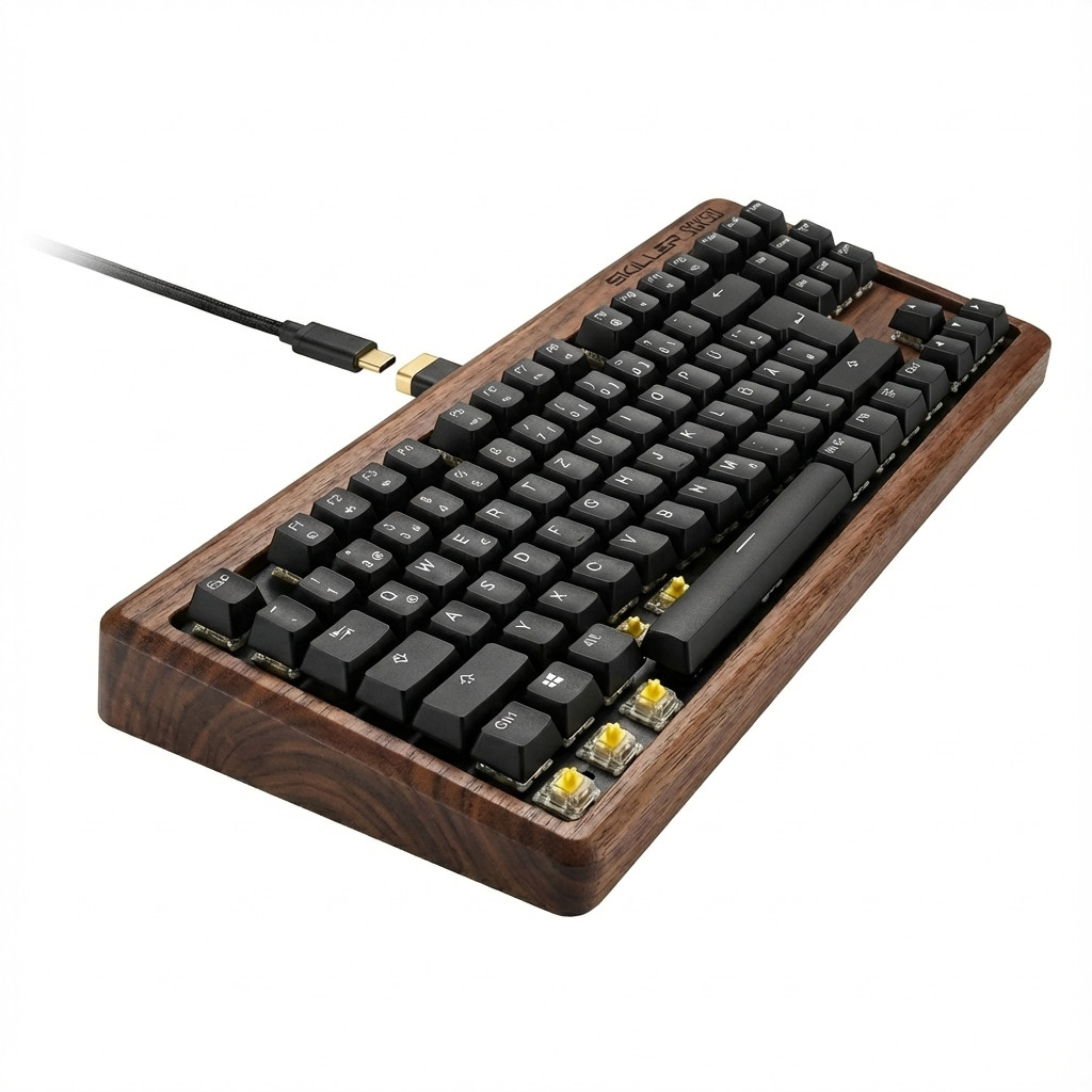 Tipkovnica SHARKOON SKILLER SGK50 S3 (holz, IT-layout, Gateron G Pro 3.0 Yellow) – internacionalna non HR tipkovnica-0
