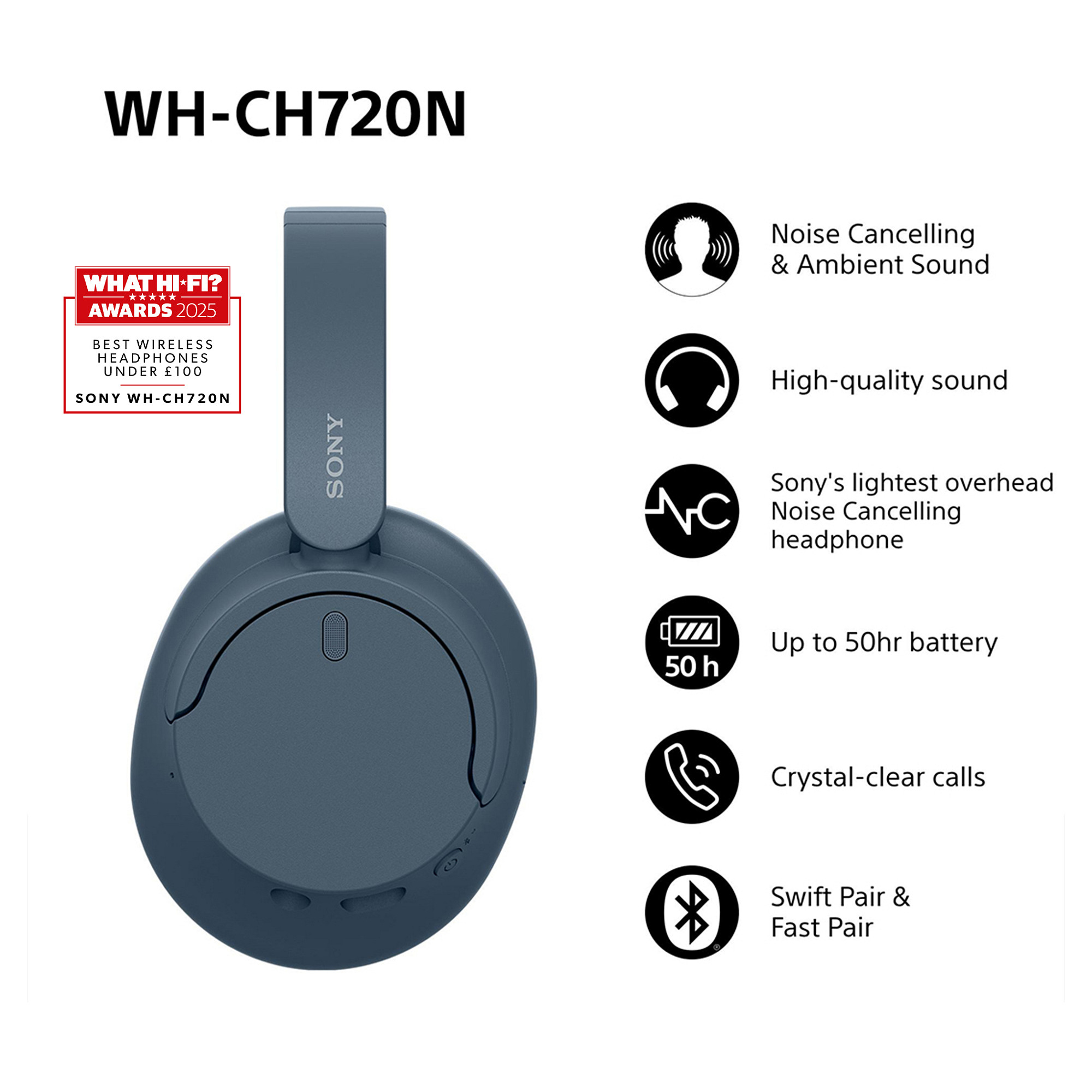Slušalice SONY WH-CH720N, bežične plave-2