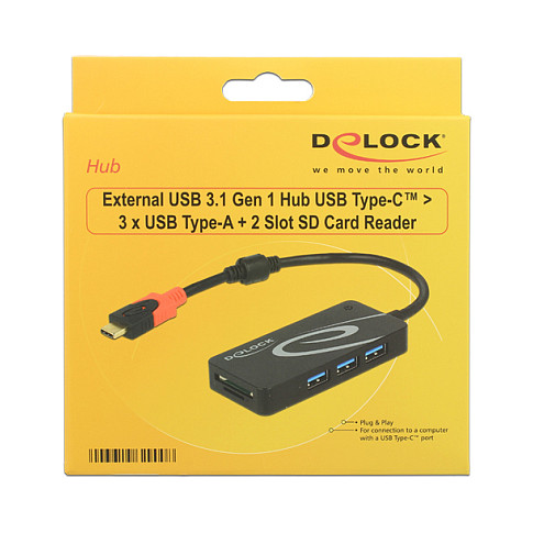 USB-C Hub DELOCK 62900 (3x USB 3.0, SD/MicroSD čitač kartica)-2