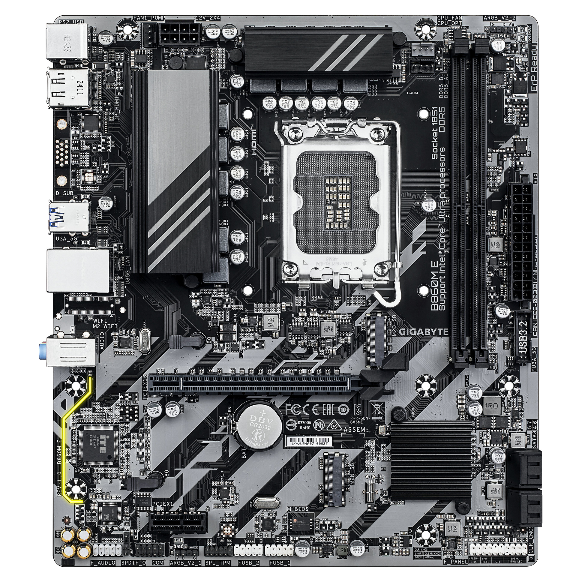 Matična ploča GIGABYTE B860M E (LGA1851, Intel B860, DDR5, mATX)-1