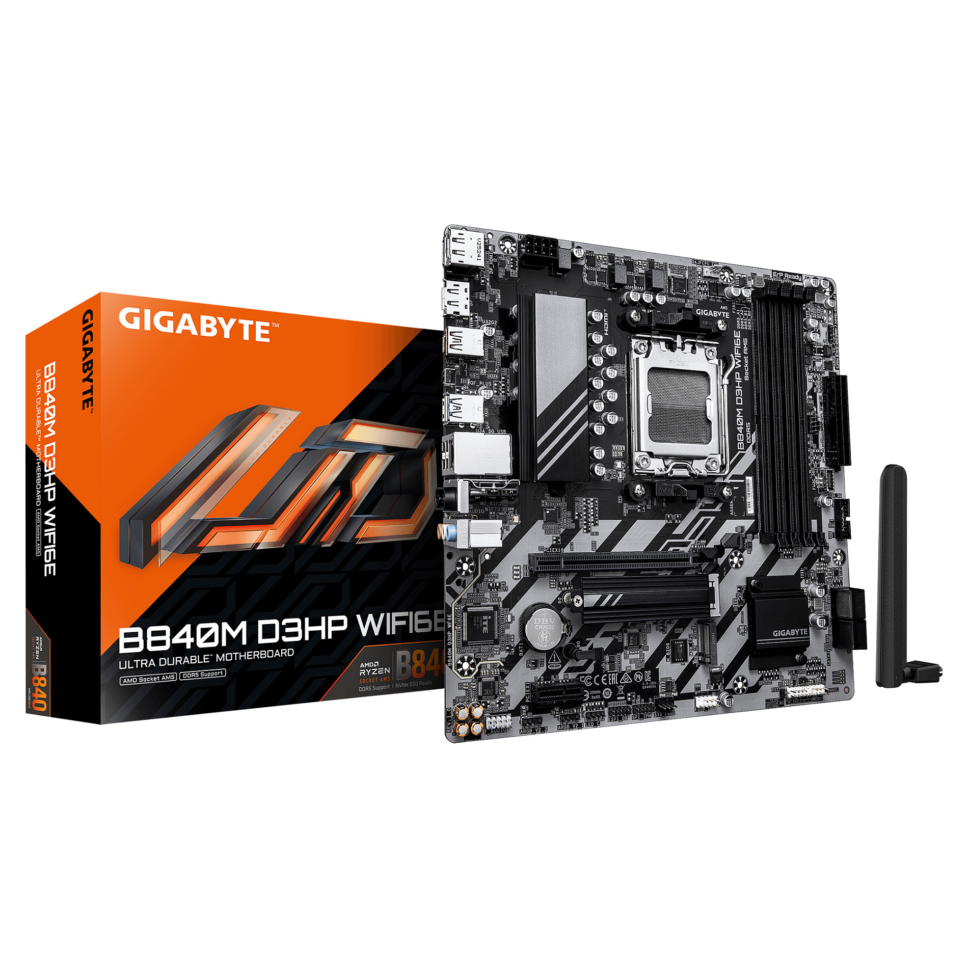 Matična ploča GIGABYTE B840M D3HP WIFI6E (AM5, B840, DDR5, mATX)-4