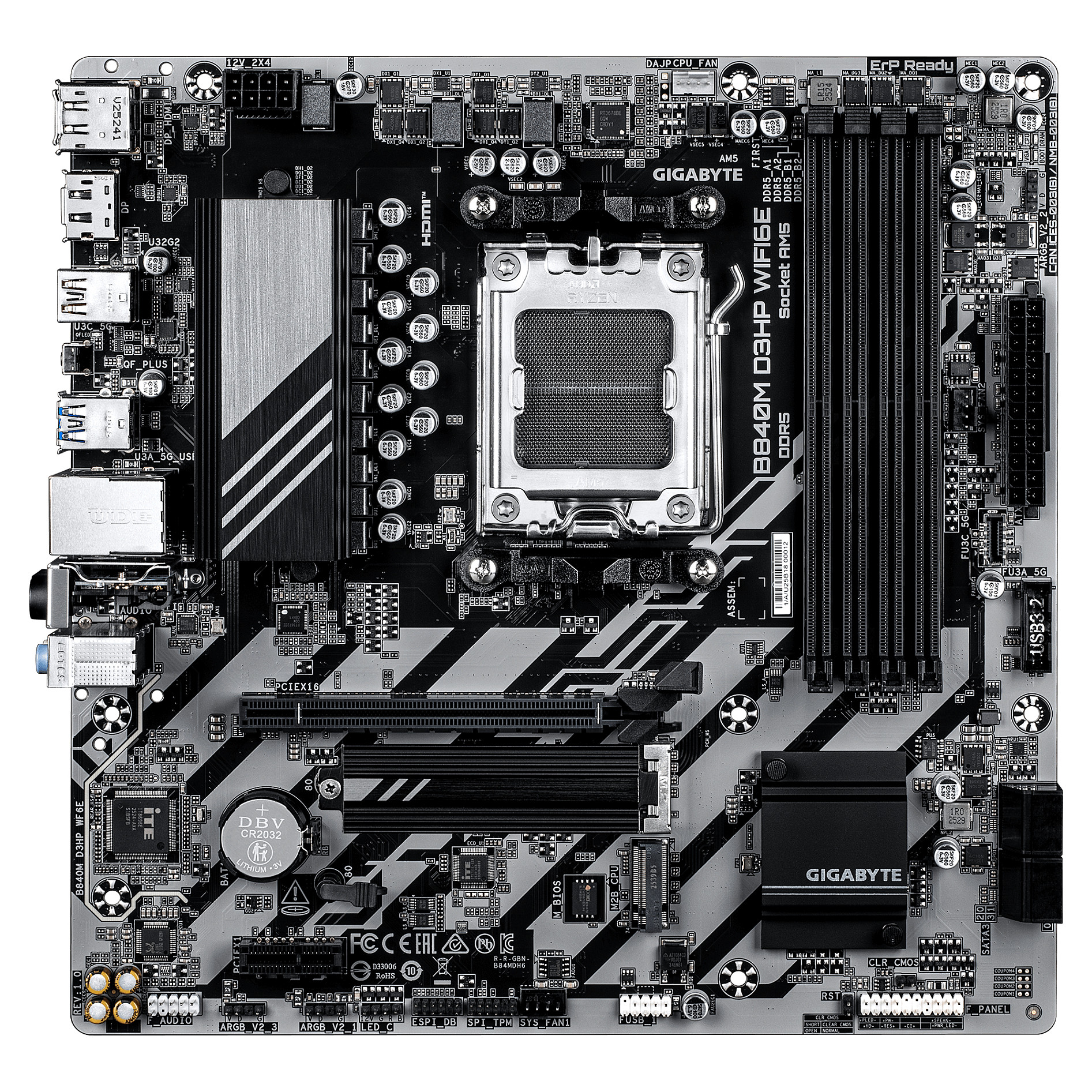 Matična ploča GIGABYTE B840M D3HP WIFI6E (AM5, B840, DDR5, mATX)-5