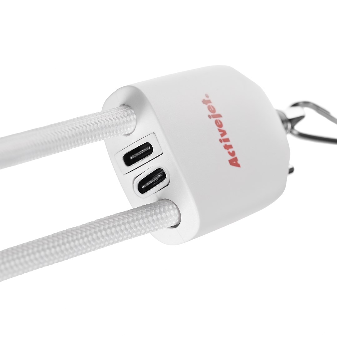Kabel Activejet smycz z przewodem do ładowania 3w1, USB-C, Adapter Lightning, USB-A-4