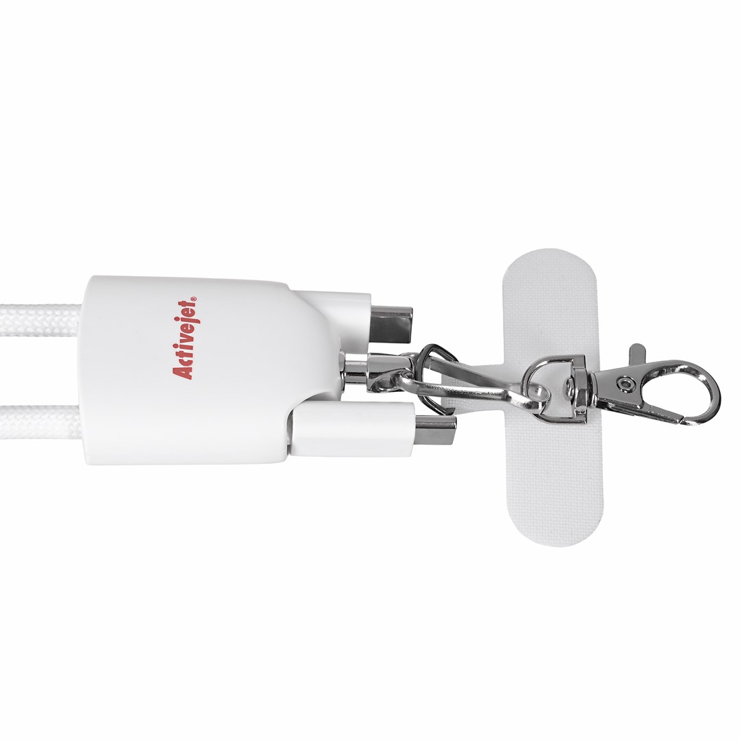 Kabel Activejet smycz z przewodem do ładowania 3w1, USB-C, Adapter Lightning, USB-A-3