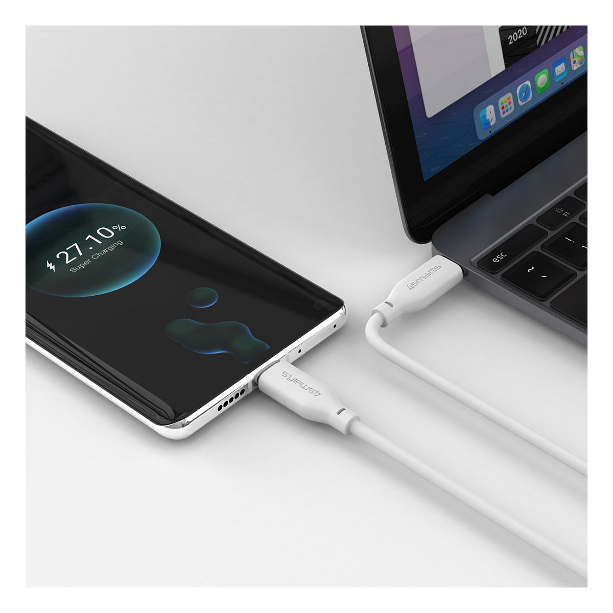 Kabel 4SMARTS USB-C / USB-C Silikon-Kabel High Flex 60W 1.5m Wei-5