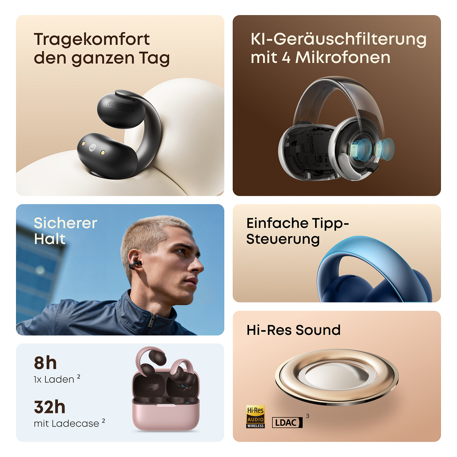 Bežične slušalice ANKER Soundcore Aeroclip (Bluetooth, open-ear, plave)-6