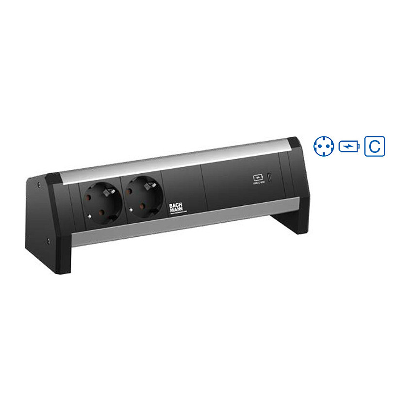 USB punjač BACHMANN 60W 2xSchutzkontakt USB C 1xABD GST18-0