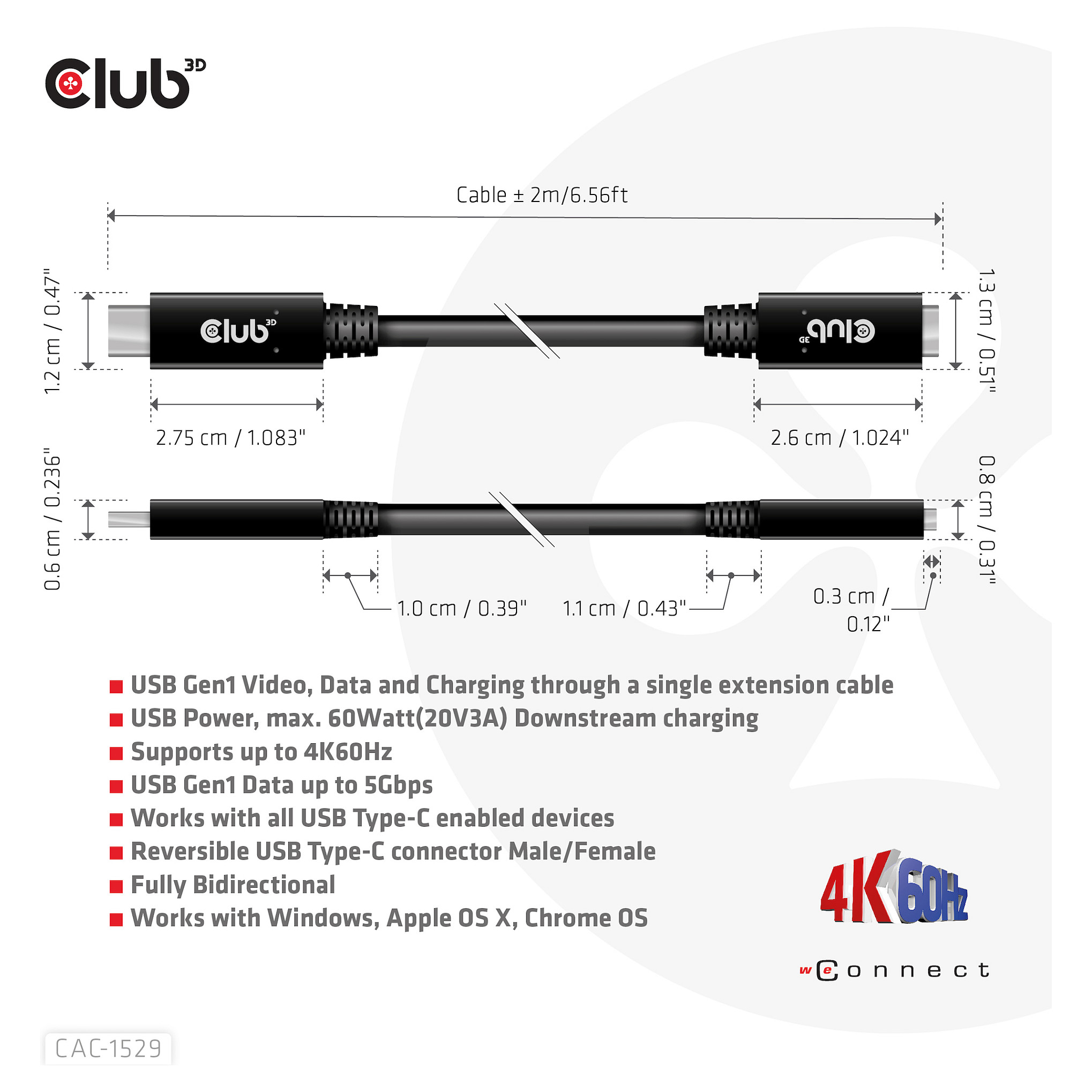 Kabel CLUB 3D USB 3.2 TYP C 2M (5gbps)-3