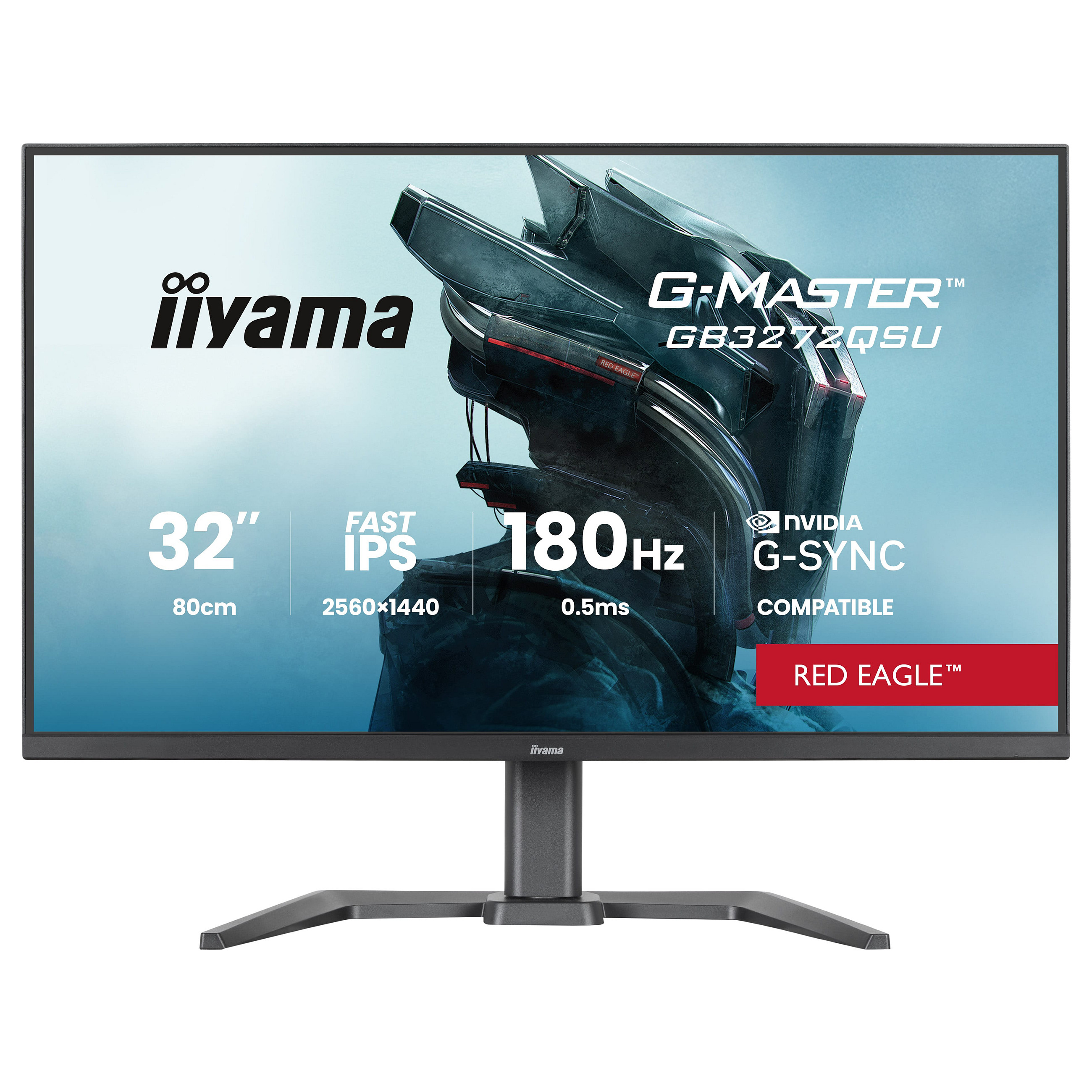 Monitor IIYAMA G-MASTER GB3272QSU-B1 80,0 cm/31,5" (2560x1440), 169, IPS, 0,5 ms, 180 Hz, HDMI x2, DisplayPort, USB-Hub, VESA, Speaker, Black