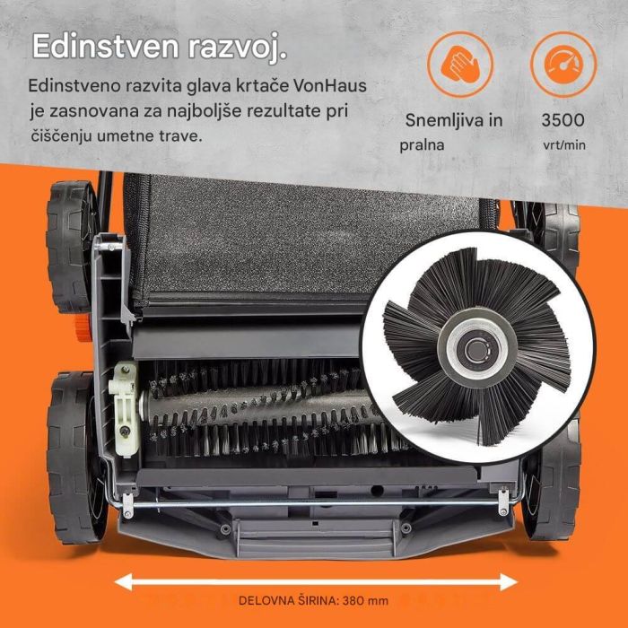 Električna četka za umjetnu travu VONHAUS 1800W (1800w, radna širina 38 cm, košara 45l)-5