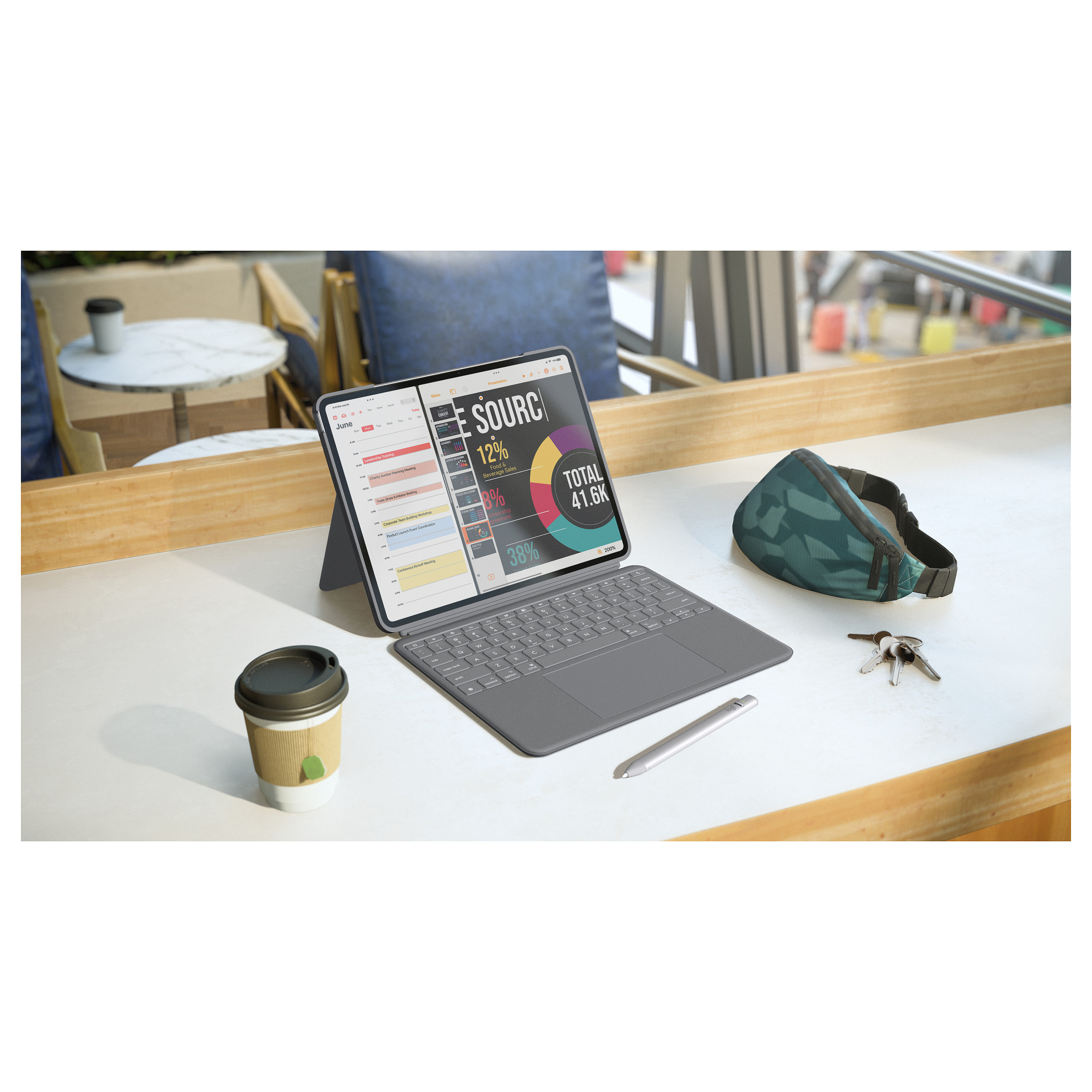 Tipkovnica s kućištem LOGITECH Combo Touch za iPad Air 13" (M2), US Int'l Layout, Oxford Grey-7