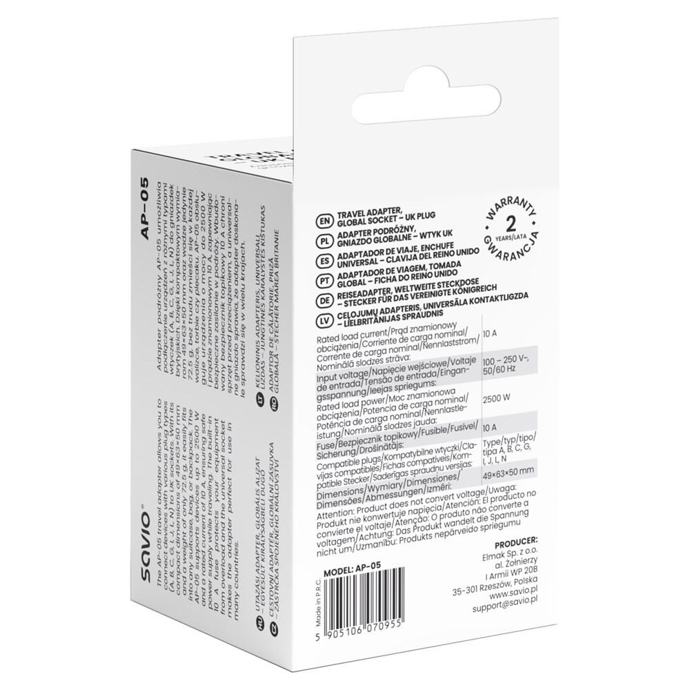 Strujni adapter SAVIO AP-05 (2500w, bijeli)-3