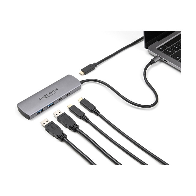 USB HUB DELOCK USB 10 Gbps 2 Port USB Typ-A + 2 Port USB Type-C Hub (10 Gbps, USB Typ-A, USB Type-C, dodatna struja)-1